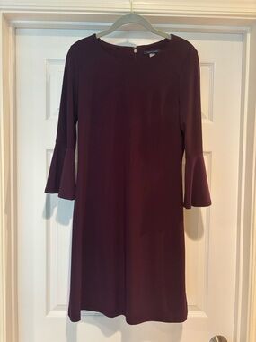 Tommy Hilfiger 3/4 Bell Sleeve Shift Dress Plum Size 6